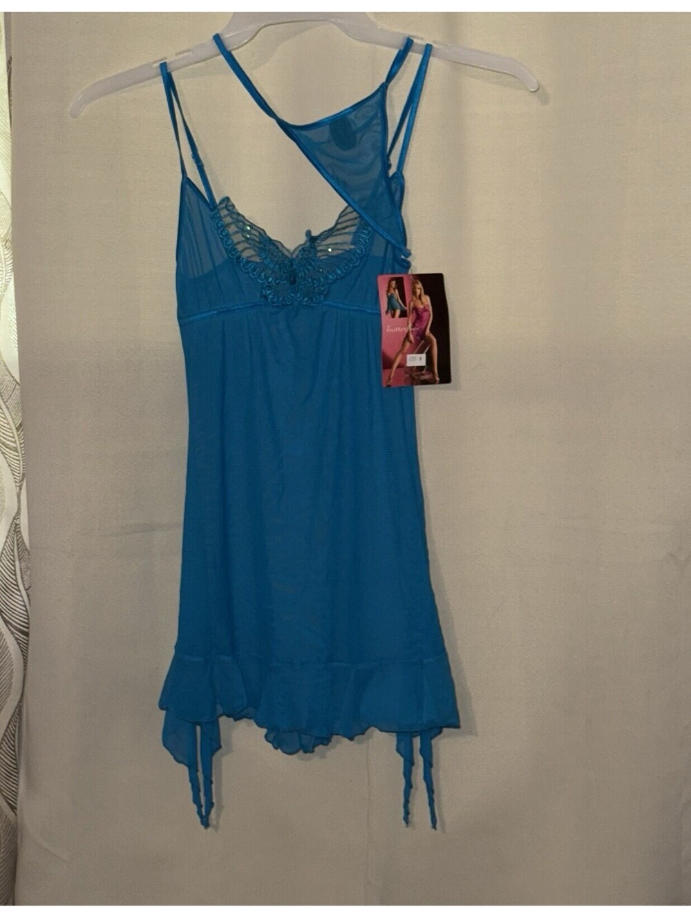 🎄 Women’s Extreme Fantasy Lingerie New With Tag Butterflies Medium 4097 Blue